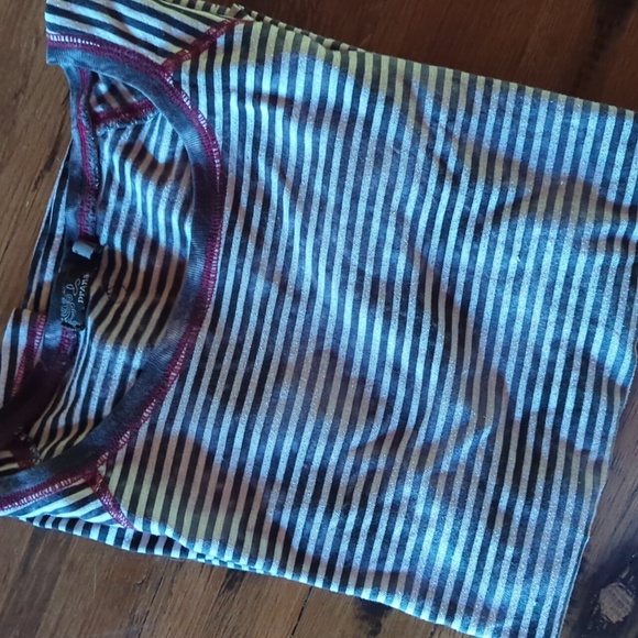 Prana Zoe Long Raglan Sleeve Scoop Neck Top. Stripes/Cloud Trim. Sz L. - Picture 11 of 11